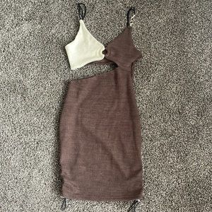 Womens Brown and White Dress Size S